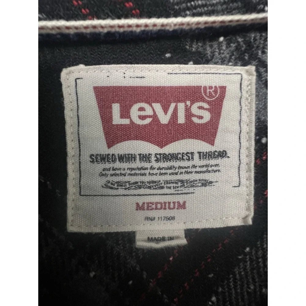 Levi's Shirt Jacket Mens M Black Plaid Wool Blend Western Yoke Flannel Shacket